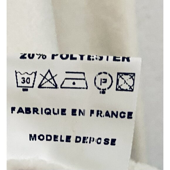 Navy Paris Sweatshirt Womens Large Ivory Sweat Hopper Eyelet Trim Loungewear - Picture 6 of 7